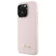 Guess Silicone Script Metal Logo & Frame dėklas telefonui iPhone 16 Pro, rožinis