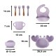 Ikonka Silicone Baby Tableware Set Crab, 9 Pieces, Purple