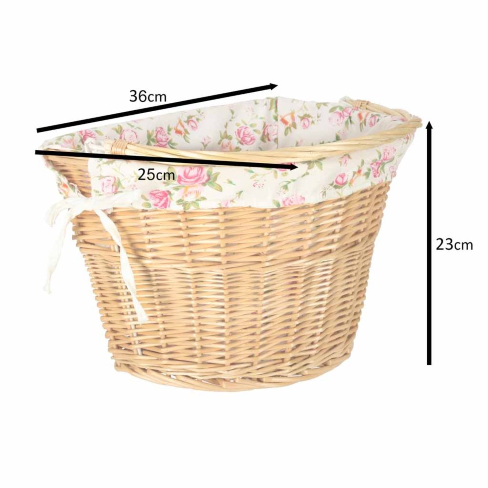 Wicker Front Bike Basket RALLEX Quick Release Click Mount, Floral (1)
