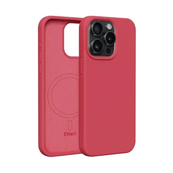 Etteri Silicone Mag Case for iPhone 15 Pro Max 6.7", Raspberry