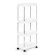 ModernHome Plastic Bathroom Shelf with 4 Tiers and Wheels, White
