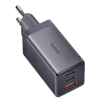 Wall Charger Baseus GaN5 2x USB-C + USB, 65W + 1m Cable, Grey