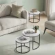 Leobert Round Coffee Table Set (2 pcs), Marble Pattern / Black Legs
