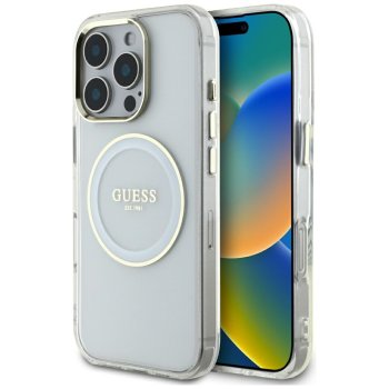 Guess IML Metal Colored Circle Classic Logo MagSafe Phone Case Cover iPhone 16 Pro Max - white