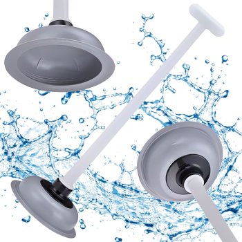 Heavy-Duty Rubber Toilet and Sink Plunger, Grey-White