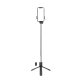 Selfie stick WH1YXS telescopic tripod 1m with round lamp and phone holder - black
