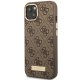 Guess iPhone 14 Plus Case 4G Logo Plate MagSafe Brown