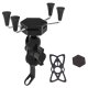 Motorcycle phone mount with USB charger, 360° rotation, black