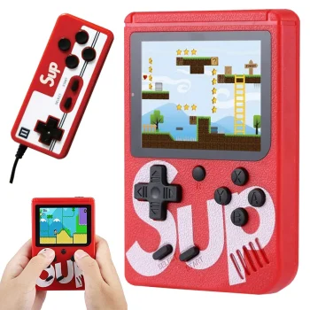 Mini Retro Portable Game Console, 400 Games, 3.0" Screen, TV Connection, Gamepad, Red