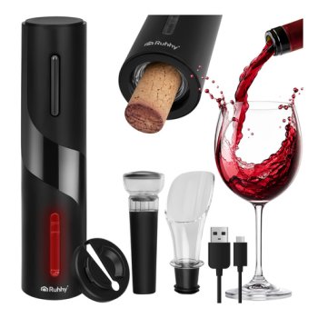 Ruhhy 27312 Electric Wine Opener, 4-Piece Set, USB-C