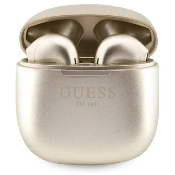 Guess Gutwst26psd Tws Bluetooth Headphones + Docking Station - Gold Classic Est Logo