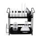 Massido MS-602 2-Tier Dish Drying Rack with Drainboard, black