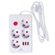 Maclean MCE392 W Power Strip, 4 Outlets, 3x USB, 2500W, 1.5m, White