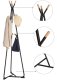Freestanding Metal Coat Rack with Beech Wood Hooks