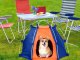 Foldable waterproof pet tent for dogs and cats, blue, orange