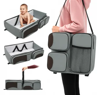 3-in-1 Diaper Bag, Changing Station and Travel Crib