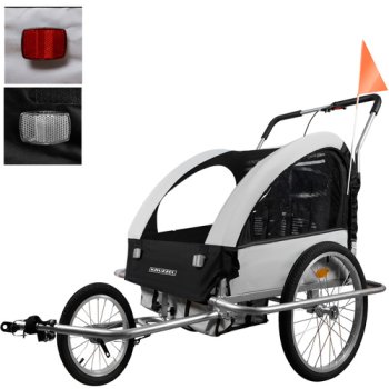 Kruzzel 25372 Shock-Absorbing 3in1 Double Kids Bike Trailer, Grey