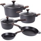 Set of Pots, Saucepans and Frying Pans with Non-Stick Coating, 8 pcs, Cast Aluminium