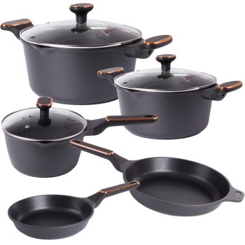 Set of Pots, Saucepans and Frying Pans with Non-Stick Coating, 8 pcs, Cast Aluminium