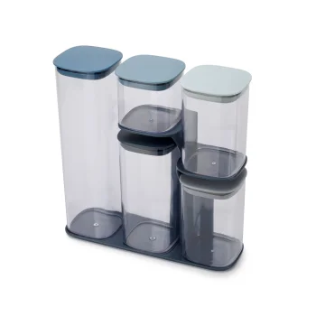 Joseph Joseph Podium 5-Piece Storage Container Set with Stand, Blue