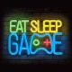 Forever Light PLEXI LED Neon Sign EAT SLEEP GAME, Multicolor