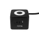 Huslog Cube Extension Cord with LED Light HUS1001, Black