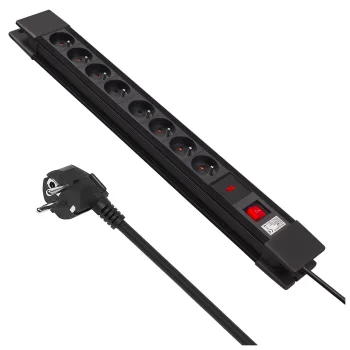 Maclean MCE11 Power Strip, 8 Outlets, with Switch, 1.5m