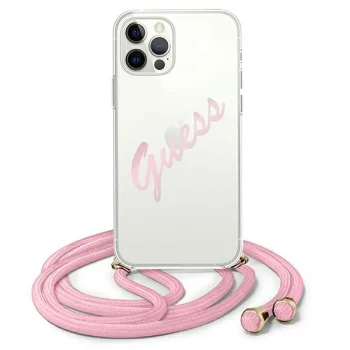 Guess iPhone 12 / 12 Pro Case Script Vintage, Pink