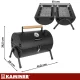 Portable Charcoal Grill Kaminer with Lid and Thermometer, black