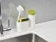 Kitchen Sink Organizer with Soap Dispenser, White/Green