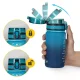 4Fizjo Tritan Motivational Sports Water Bottle 500ml, Blue