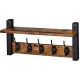 Wall Shelf with Coat Rack, 5 Double Hooks, 41.5 cm
