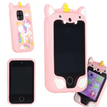 Kids Toy Smartphone with Camera, Games, 8 GB Card and Unicorn Case, Pink