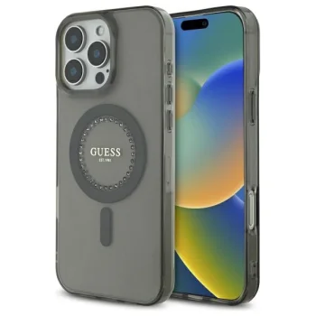 Guess iPhone 16 Pro Max Case IML Rhinestones MagSafe, Black