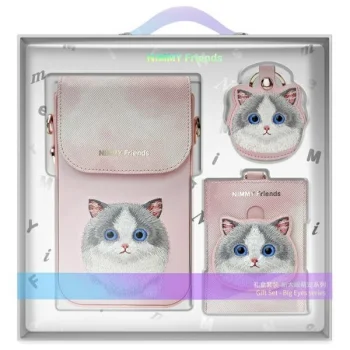 Nimmy Big Eyed Pet 2.0 Cat 3-in-1 Phone Bag, Wallet & Tracker Case, Pink
