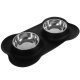 Double Pet Bowls with Non-Slip Silicone Mat, 2 x 450ml