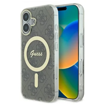 Guess IML 4G MagSafe Case for iPhone 16 Plus, Brown