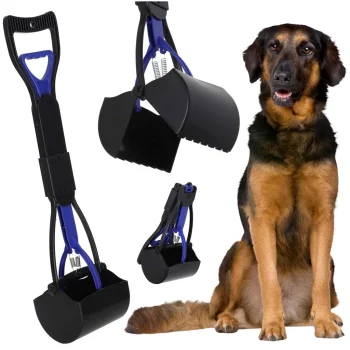 Long Handle Pooper Scooper for Dogs, Blue