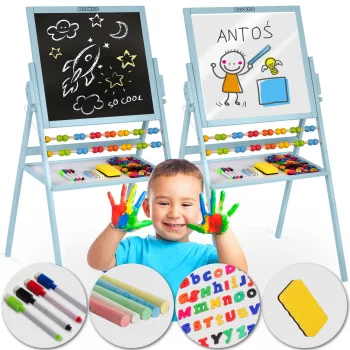 Ricokids Magnetic and Chalk Board for Kids, Blue