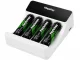 Maxday AA/AAA Battery Charger with LCD Display + 4 AA Batteries, White