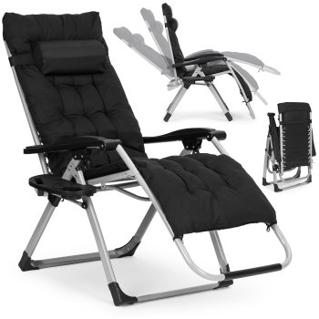 Zero Gravity Garden Lounger Chair with Cushion and Tray MultiGarden, black