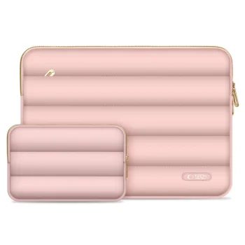 Tech-Protect Puffy 13-14" Laptop Bag & Accessory Pouch, Pink