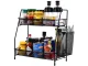 Two-Tier Kitchen Organizer with Basket, Black