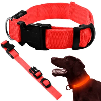 LED Glowing Collar for Dogs and Cats, Adjustable up to 59cm, Red