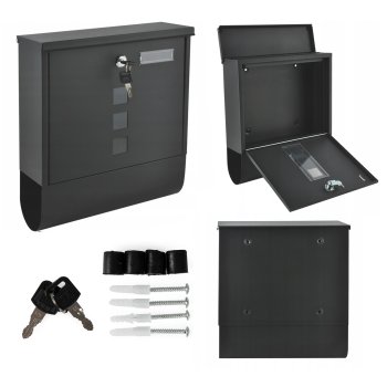 Galvanized Steel Letter Box with Newspaper Holder ModernHome, Anthracite