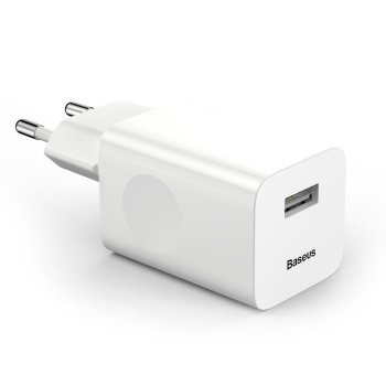 Baseus Travel Charger Adapter Wall Charger USB QC 3.0, White