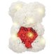 Rose Bear Teddy with Heart and LED Lights 23 cm, White & Red