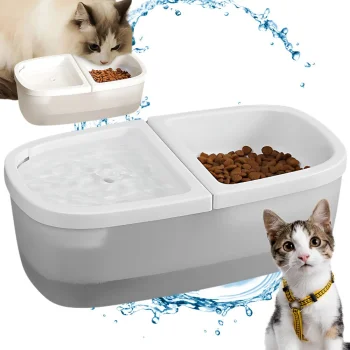 2-in-1 Pet Water Fountain and Food Bowl for Cats and Dogs USB 2.5L