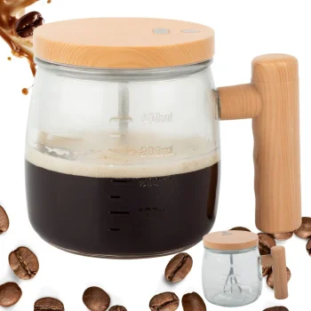 Self-Stirring Glass Mug for Coffee and Tea, Rechargeable, 400ml