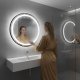 Round LED Bathroom Mirror 60cm with 3 Color Lights and Dimmable Touch Switch